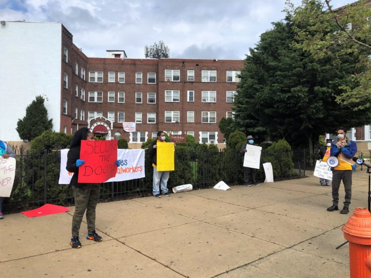 Renters United Philadelphia members at a socially distant protest for safe and secure housing