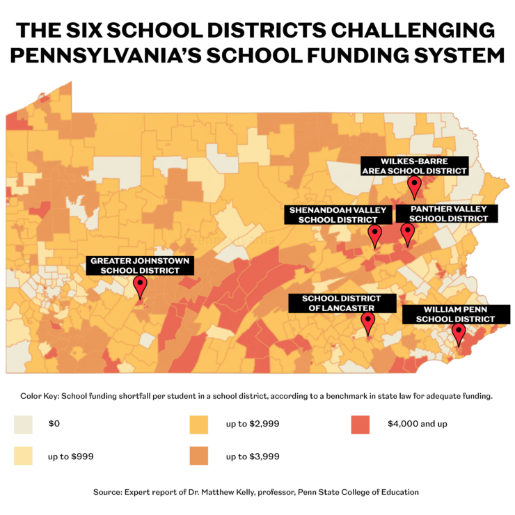 The six school districts challenging Pennsylvania's school funding system
